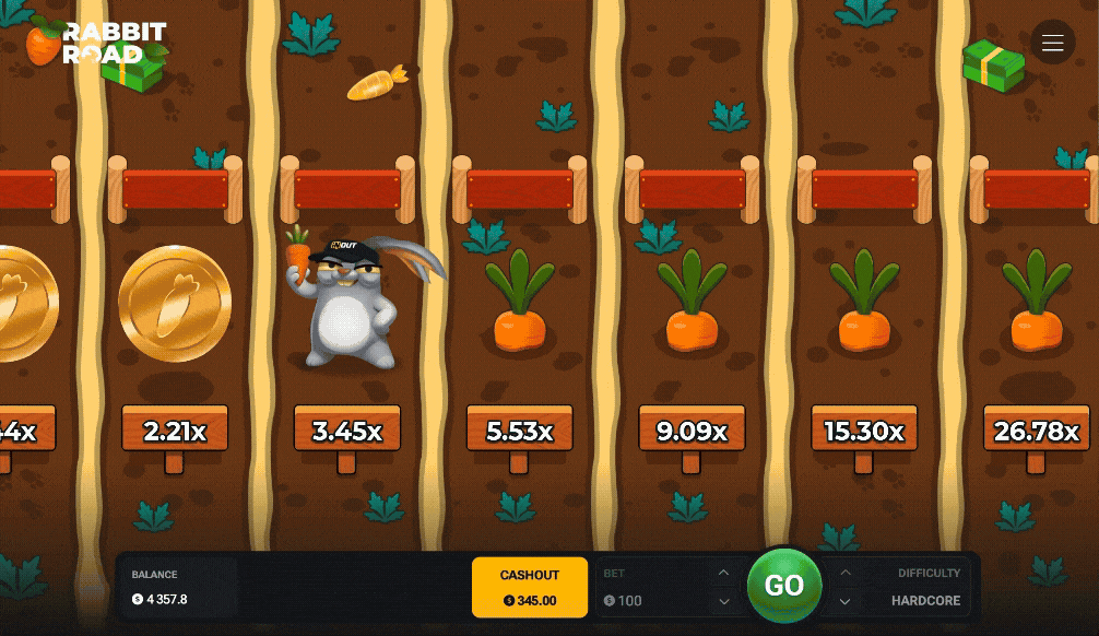 Animación Rabbit Road - Juego del conejo en acción